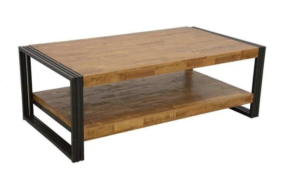 Buffet enfilade hévéa recyclé naturel et métal noirci 4 portes 2 tiroirs 180X45X90cm DOCKER