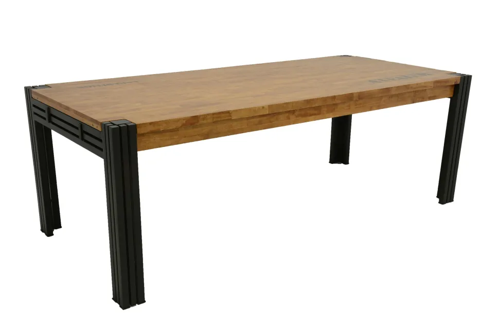 Buffet enfilade hévéa recyclé naturel et métal noirci 4 portes 2 tiroirs 180X45X90cm DOCKER