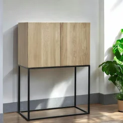 Buffet haut 2 portes chêne massif métal SOOMAA réf 30020868