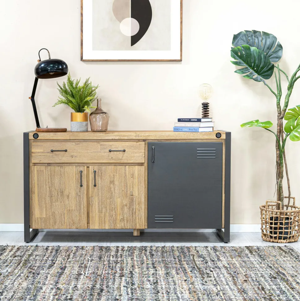 Buffet industriel bois-métal 3 portes 1 tiroir 150 cm BROOKLYN
