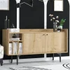 Buffet moderne 2 portes avec niches rangement - effet chêne JENA