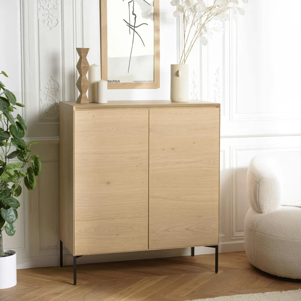 Buffet moderne 4 portes bois couleur noire MAYENCE