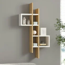 Buffet moderne 4 portes effet chêne - 2 niveaux JENA