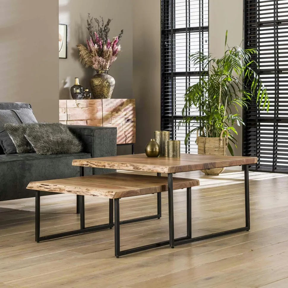 Buffet moderne bois recyclé teck laque noire 200 cm BARBADE