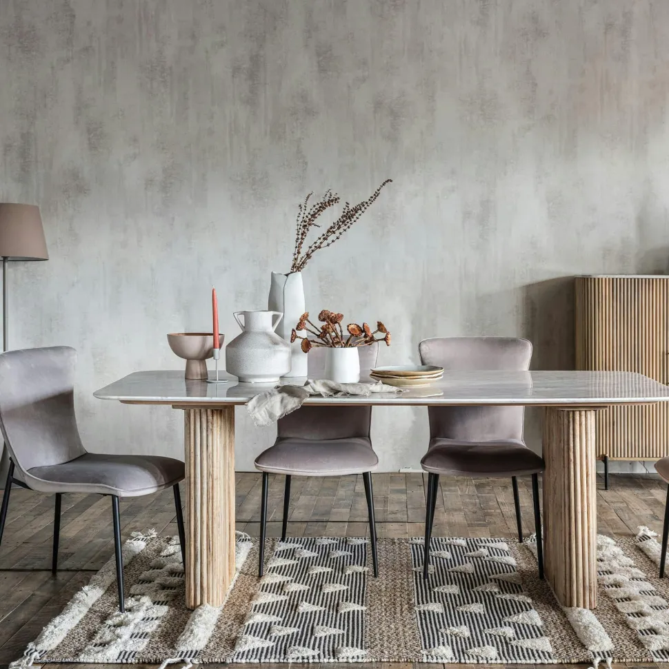 Buffet moderne haut en marbre et bois MASSA