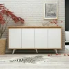 Buffet scandinave bicolore, 4 portes blanches JENA