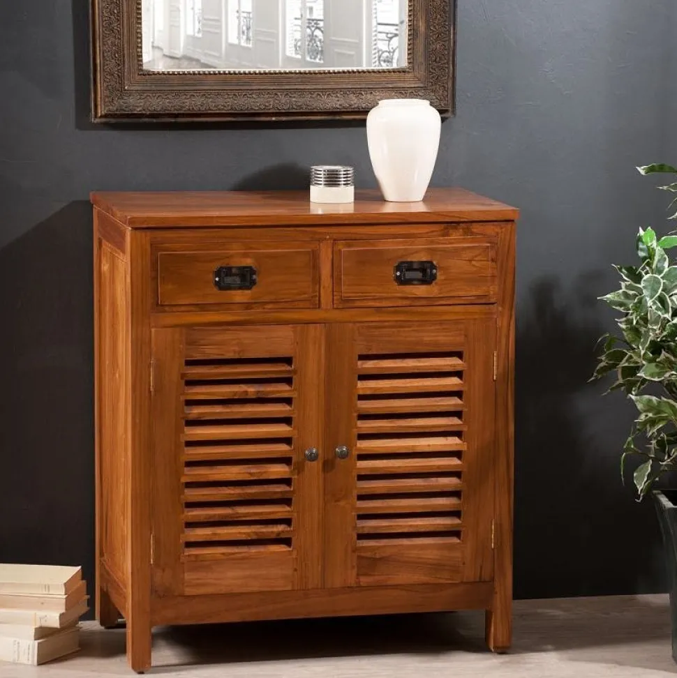 Bureau console colonial Teck Miel 90cm BISHO