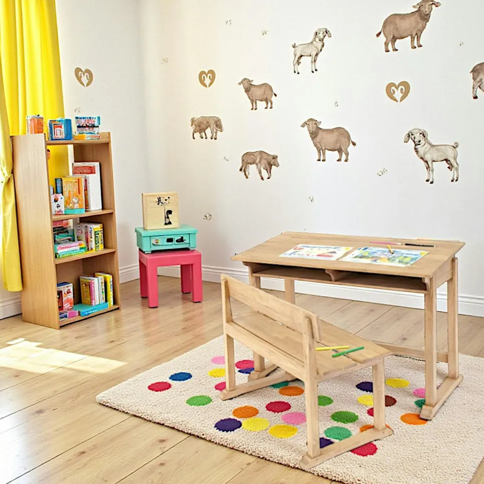 Bureau d'écolier et son banc Hévéa 100x50x70cm TRADITION