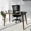 Bureau en bois foncé et verre noir - style moderne ANZIO