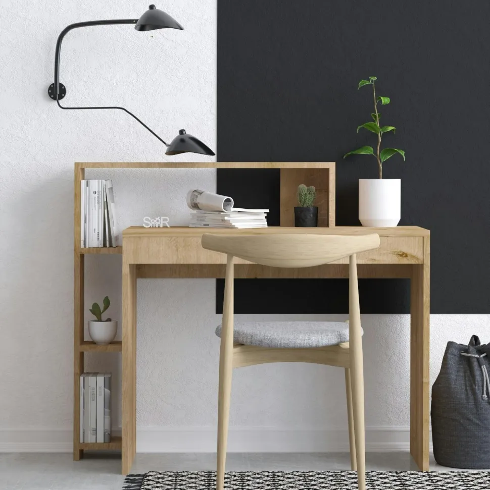 Bureau moderne avec rangement niches - effet chêne MARFA