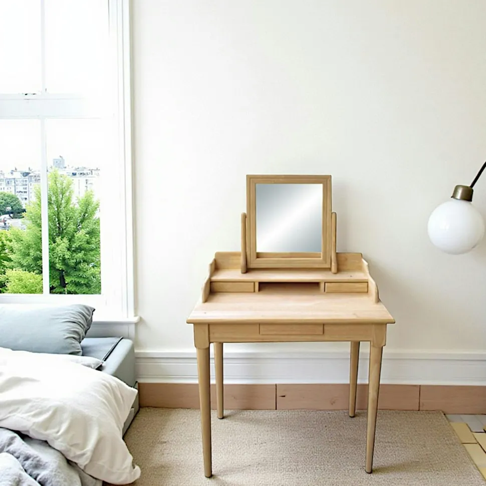 Bureau multimedia hévéa massif 125cm TRADITION