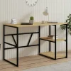 Bureau noir avec rangement - finition effet chêne JENA
