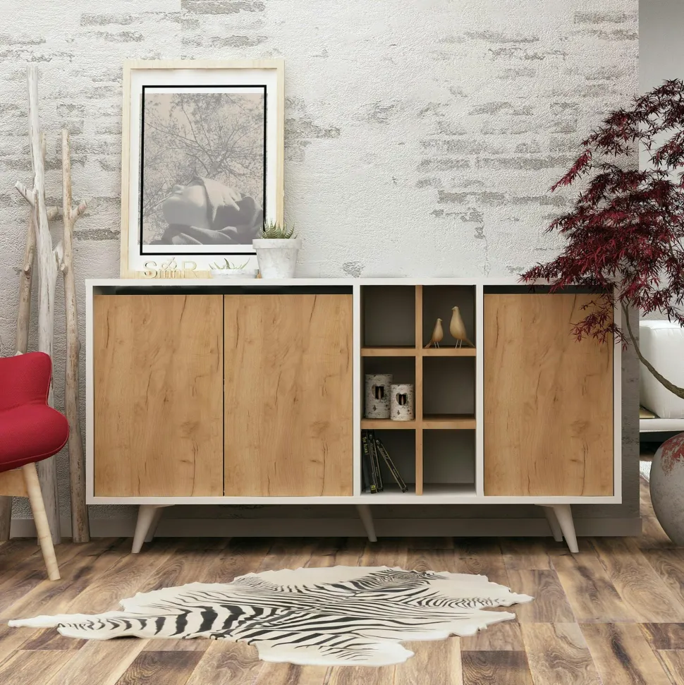 Bureau noir avec rangement - finition effet chêne JENA