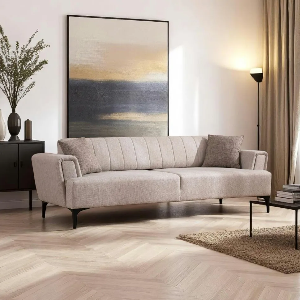 Canapé 3 places beige - lit d’appoint, style moderne LUCCA