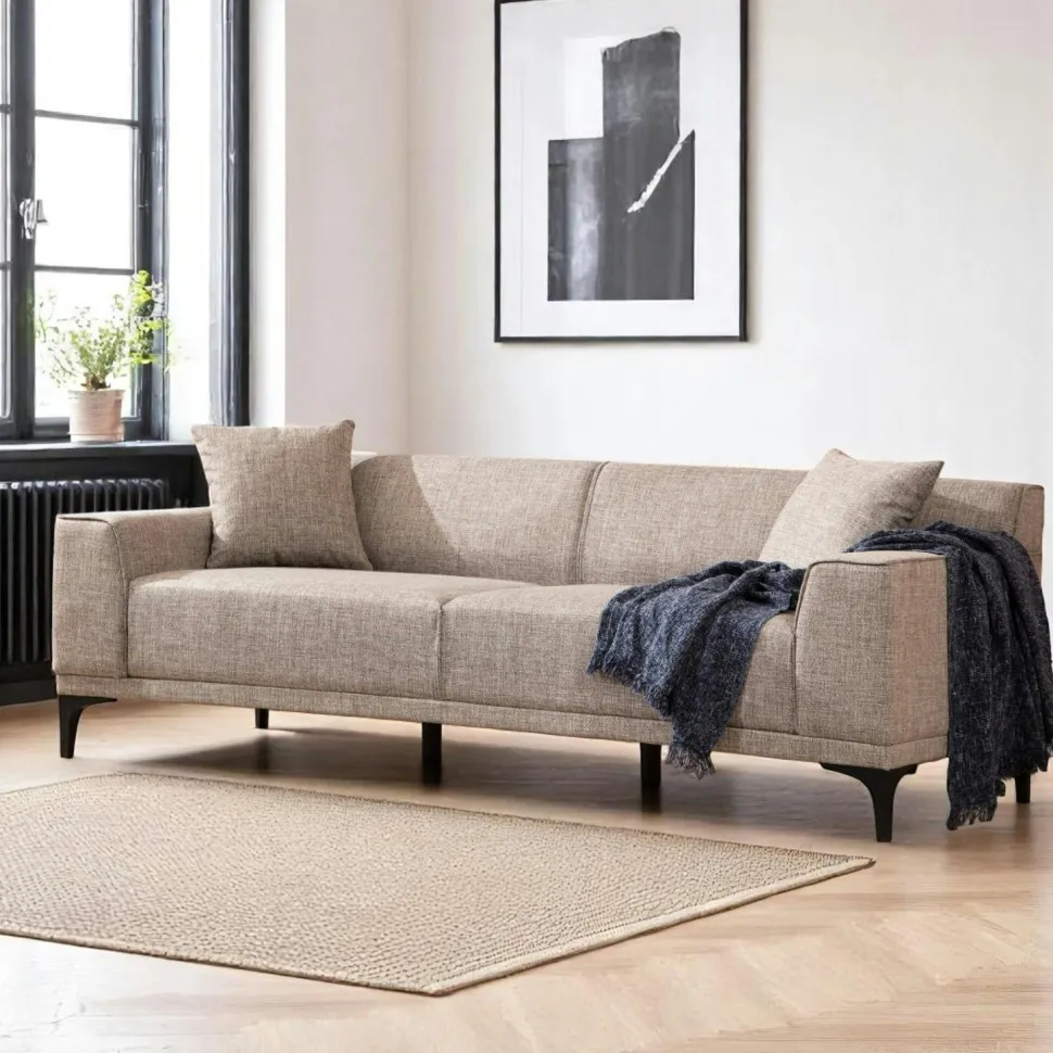 Canapé 3 places brun taupe - accoudoirs larges ORSAY