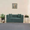 Canapé 2 places compact vert tissu chenille PLOVIA