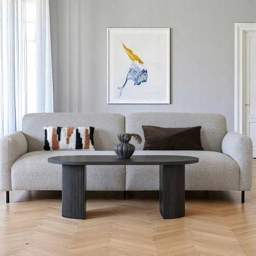 Canapé 3 places en cuir anthracite GLASGOW
