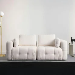 Canapé 2 places modulable beige, forme organique BARI