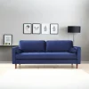 Canapé 3 places velours bleu avec coussins polochons CHIBA