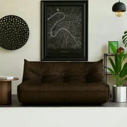 Canapé 2 places velours bleu nuit plissé 145 cm ARVEN