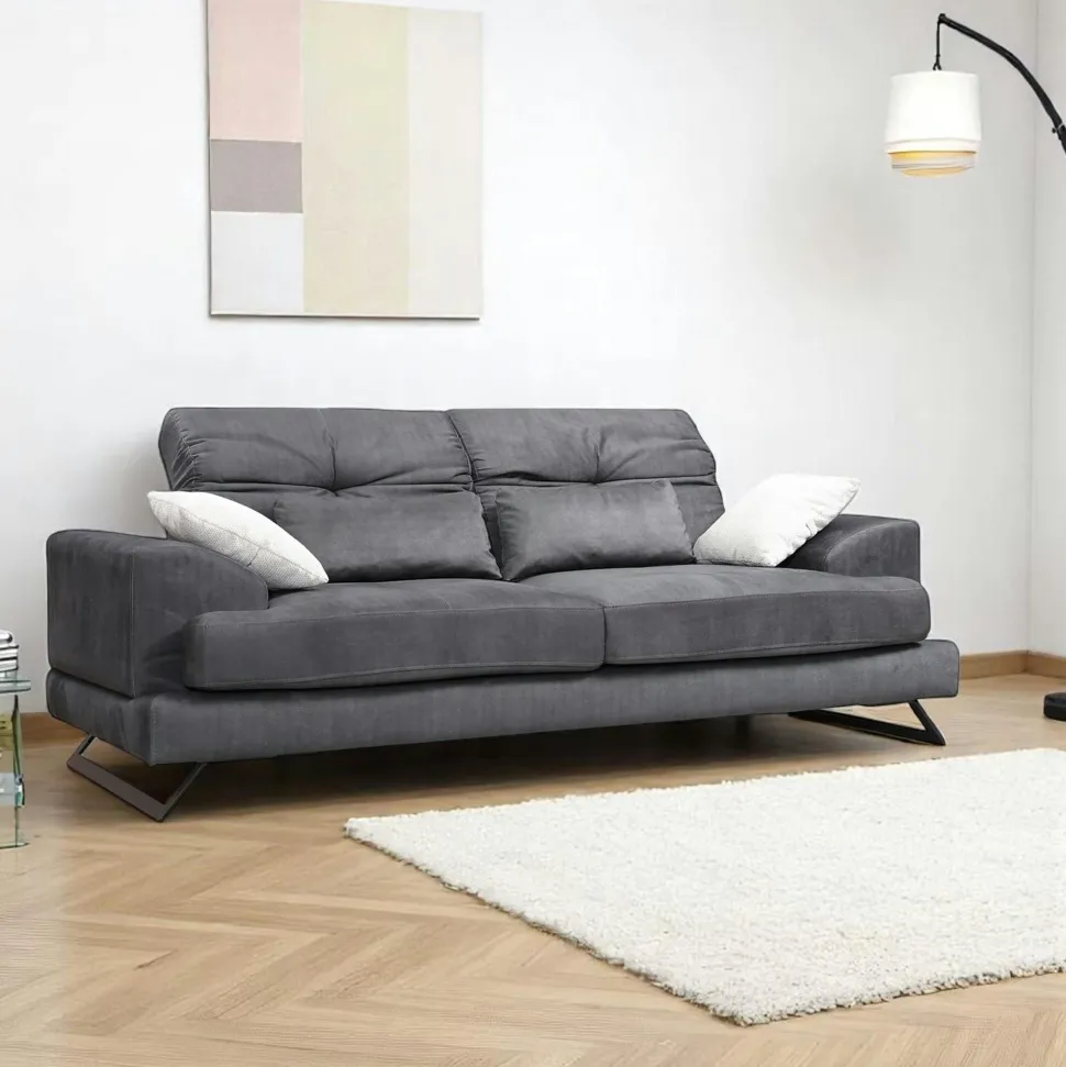Canapé d'angle anthracite - dossier inclinable, côté droit MILO