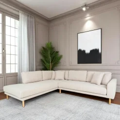 Canapé d'angle beige sable - côté droit, 290 cm AMSTERDAM