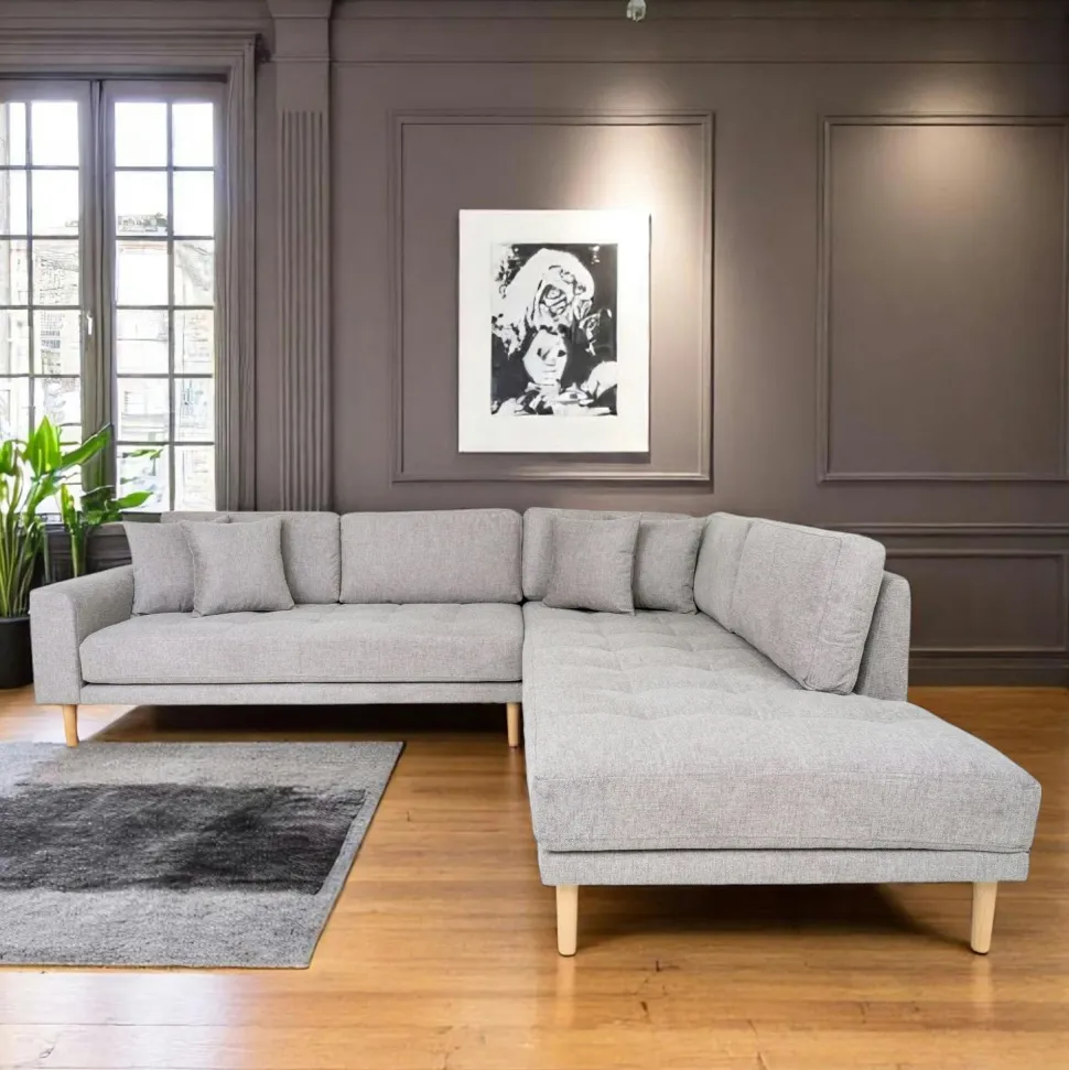 Canapé d'angle beige sable - côté droit, 290 cm AMSTERDAM