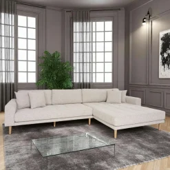Canapé d'angle beige sable - côté droit, 290 cm AMSTERDAM