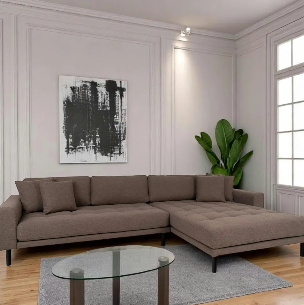 Canapé d'angle beige sable - côté droit, 290 cm AMSTERDAM