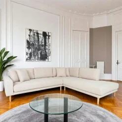 Canapé d'angle beige sable - côté droit, 290 cm AMSTERDAM