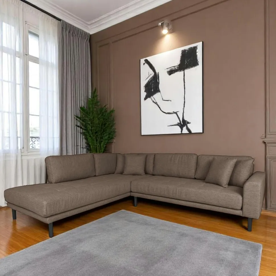 Canapé d'angle beige sable - côté droit, 290 cm AMSTERDAM