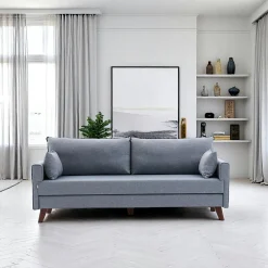 Canapé d'angle convertible bleu gris - côté droit SPLIT