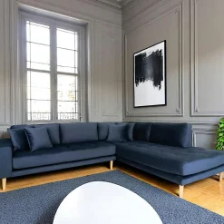 Canapé d'angle gris minéral - côté gauche, 257 cm AMSTERDAM