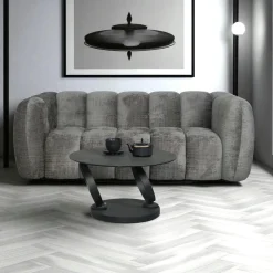 Canapé gris 3 places forme arrondie en tissu chenille IENA
