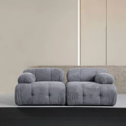 Canapé modulable 2 places gris, assise profonde 190 cm ICA