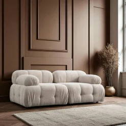 Canapé modulable 2 places gris, assise profonde 190 cm ICA