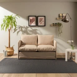 Canapé-lit en tissu bleu lagon, 2 personnes 140 cm ORURO