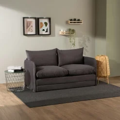 Canapé-lit en tissu gris, 2 personnes 140 cm ORURO