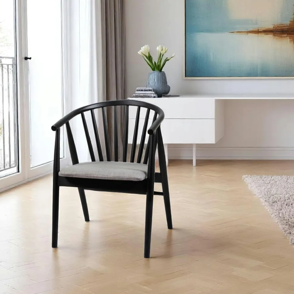 Chaise à barreaux - velours taupe TENA