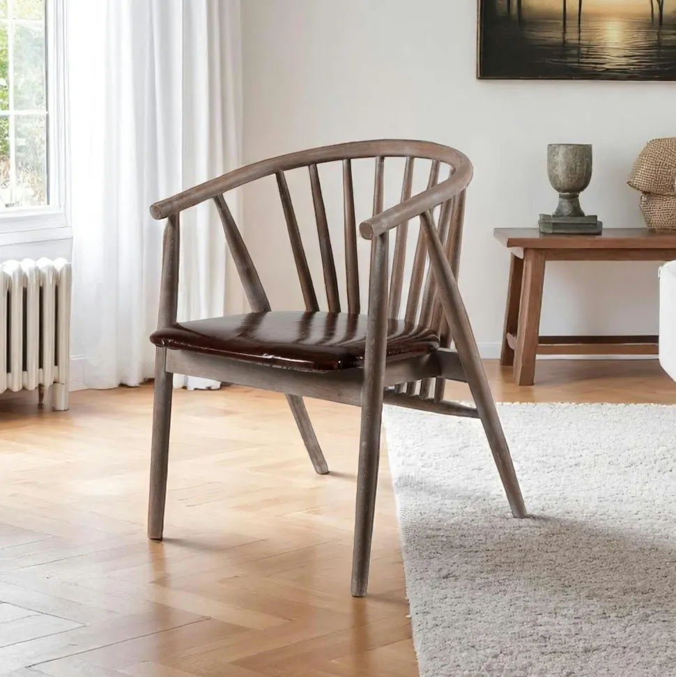 Chaise à barreaux - velours taupe TENA
