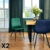 Chaise à rayures velours vert sapin (lot de 2) MALANG