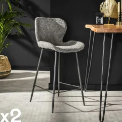 Chaise bar en velours doré MELBOURNE (lot de 2)