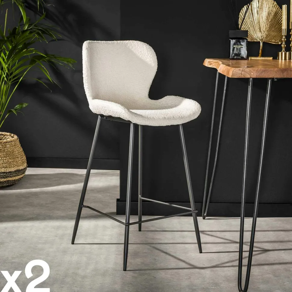 Chaise bar en velours doré MELBOURNE (lot de 2)