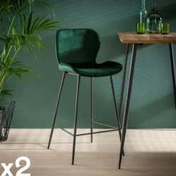 Chaise bar en velours doré MELBOURNE (lot de 2)
