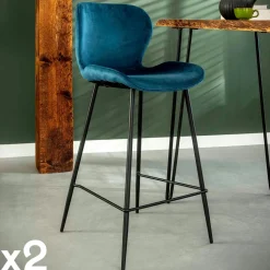 Chaise bar en velours doré MELBOURNE (lot de 2)