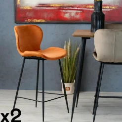 Chaise bar en velours doré MELBOURNE (lot de 2)