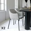 Chaise blanche moderne en tissu bouclette avec accoudoirs (lot de 2) SAVONE
