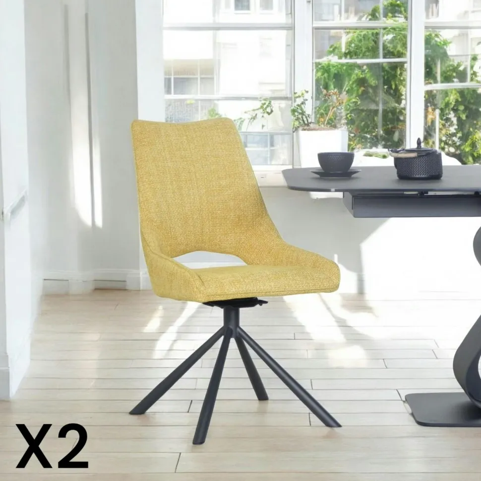 Chaise contemporaine pivotante moutarde (lot de 2) LIGURIE