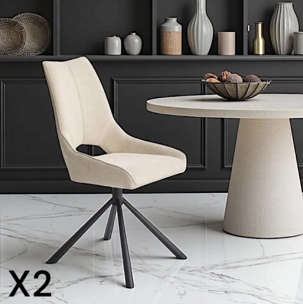 Chaise contemporaine pivotante grise (lot de 2) LIGURIE
