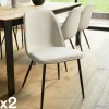 Chaise contemporaine tissu écru dossier droit (lot de 2) TIM